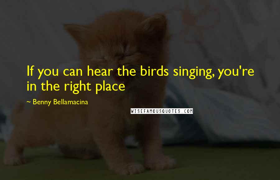 Benny Bellamacina Quotes: If you can hear the birds singing, you're in the right place