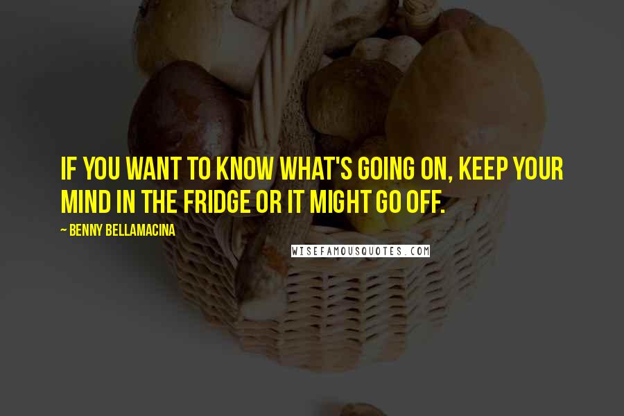 Benny Bellamacina Quotes: If you want to know what's going on, keep your mind in the fridge or it might go off.