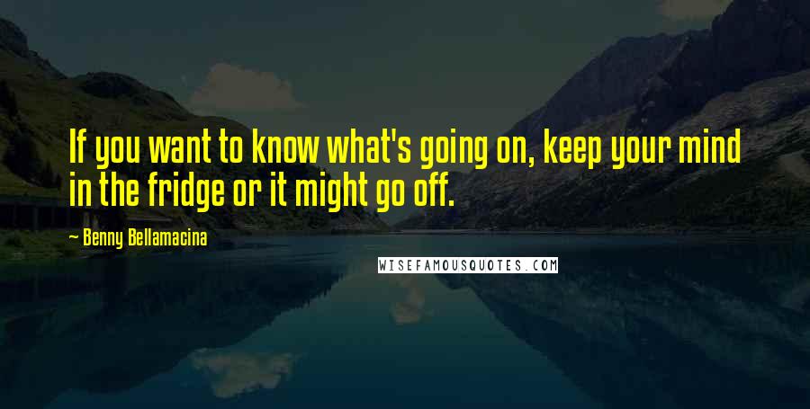 Benny Bellamacina Quotes: If you want to know what's going on, keep your mind in the fridge or it might go off.