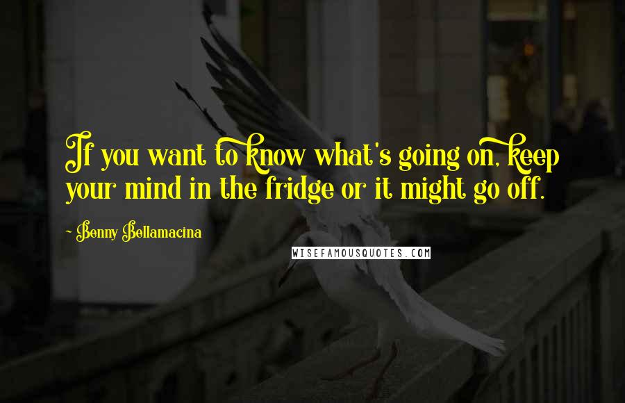 Benny Bellamacina Quotes: If you want to know what's going on, keep your mind in the fridge or it might go off.