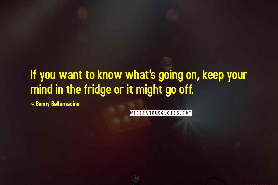 Benny Bellamacina Quotes: If you want to know what's going on, keep your mind in the fridge or it might go off.