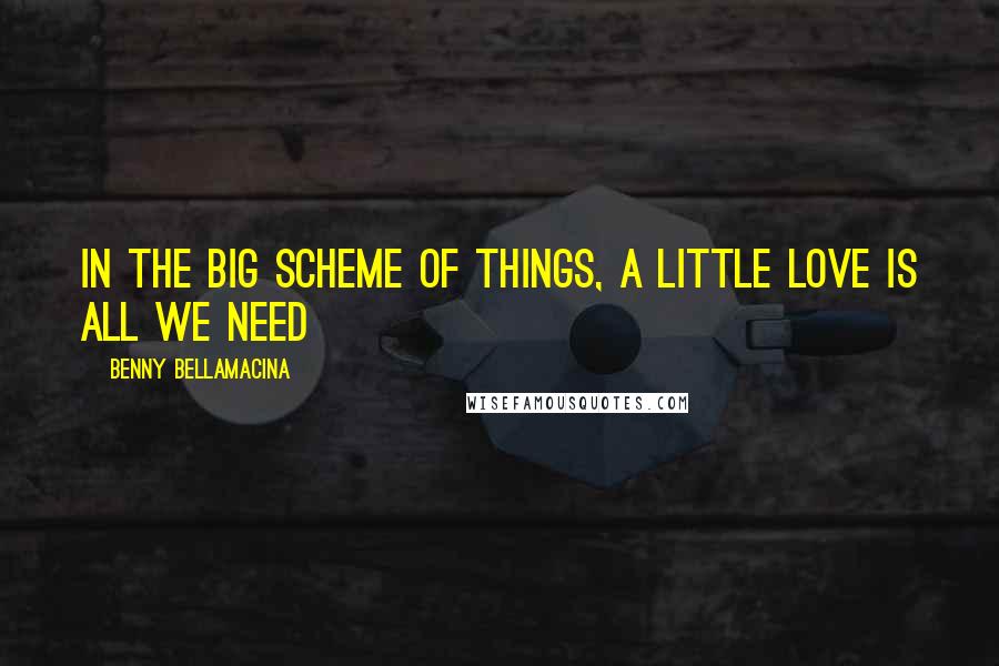 Benny Bellamacina Quotes: In the big scheme of things, a little love is all we need
