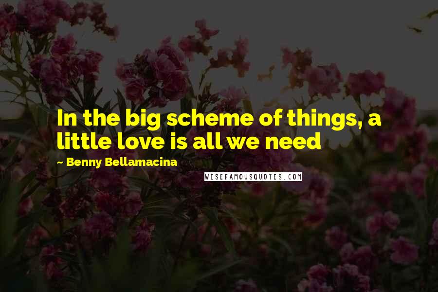 Benny Bellamacina Quotes: In the big scheme of things, a little love is all we need