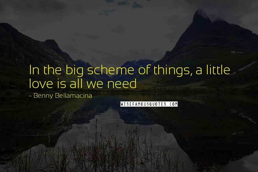 Benny Bellamacina Quotes: In the big scheme of things, a little love is all we need