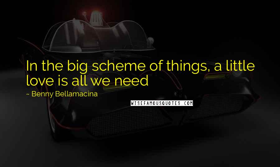 Benny Bellamacina Quotes: In the big scheme of things, a little love is all we need