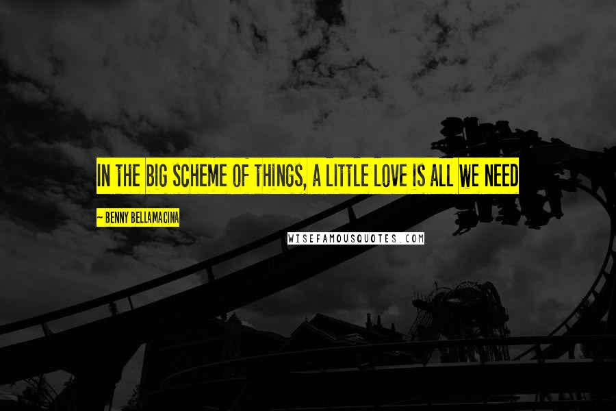 Benny Bellamacina Quotes: In the big scheme of things, a little love is all we need