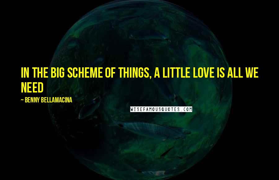 Benny Bellamacina Quotes: In the big scheme of things, a little love is all we need