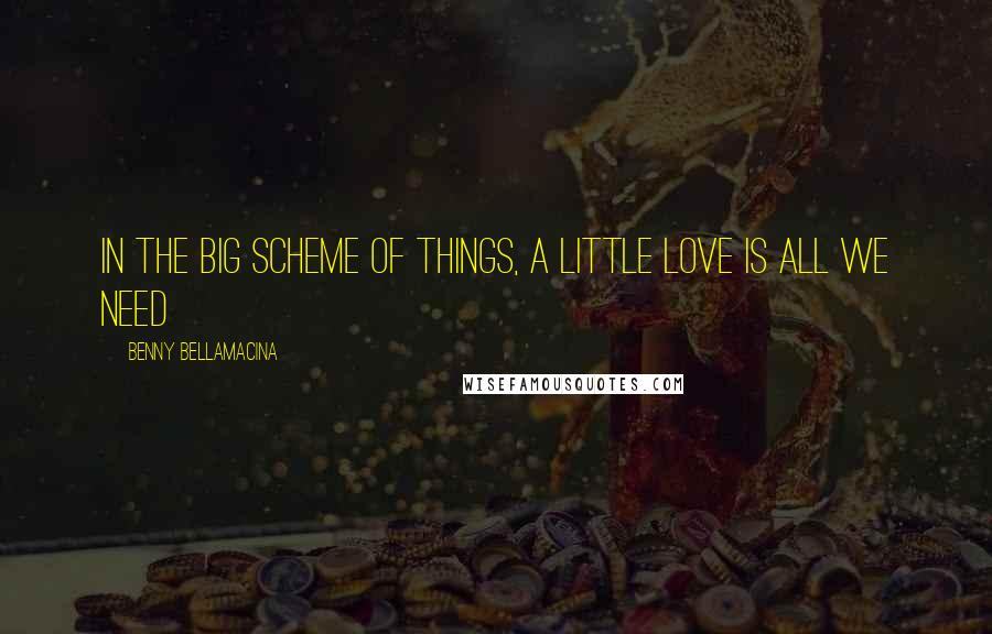 Benny Bellamacina Quotes: In the big scheme of things, a little love is all we need