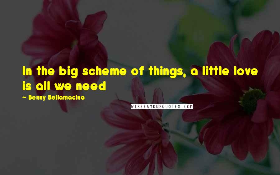 Benny Bellamacina Quotes: In the big scheme of things, a little love is all we need