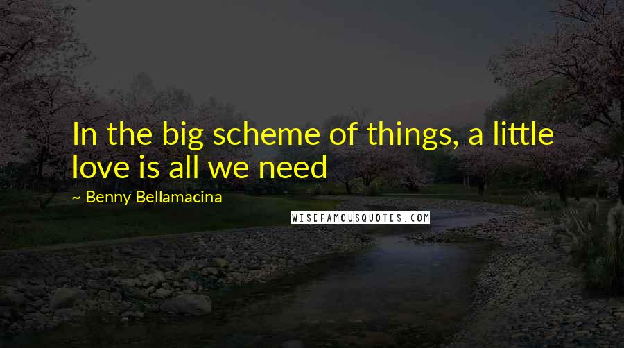 Benny Bellamacina Quotes: In the big scheme of things, a little love is all we need