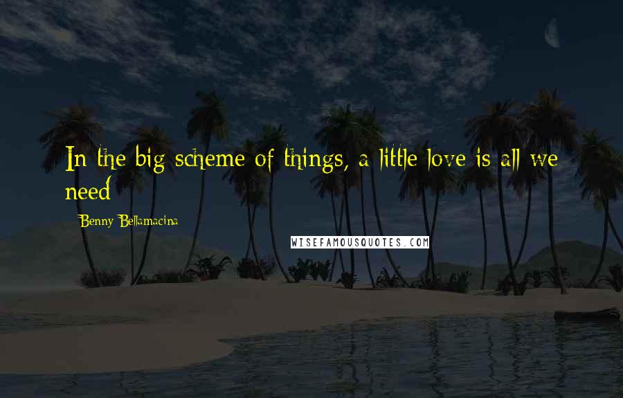 Benny Bellamacina Quotes: In the big scheme of things, a little love is all we need