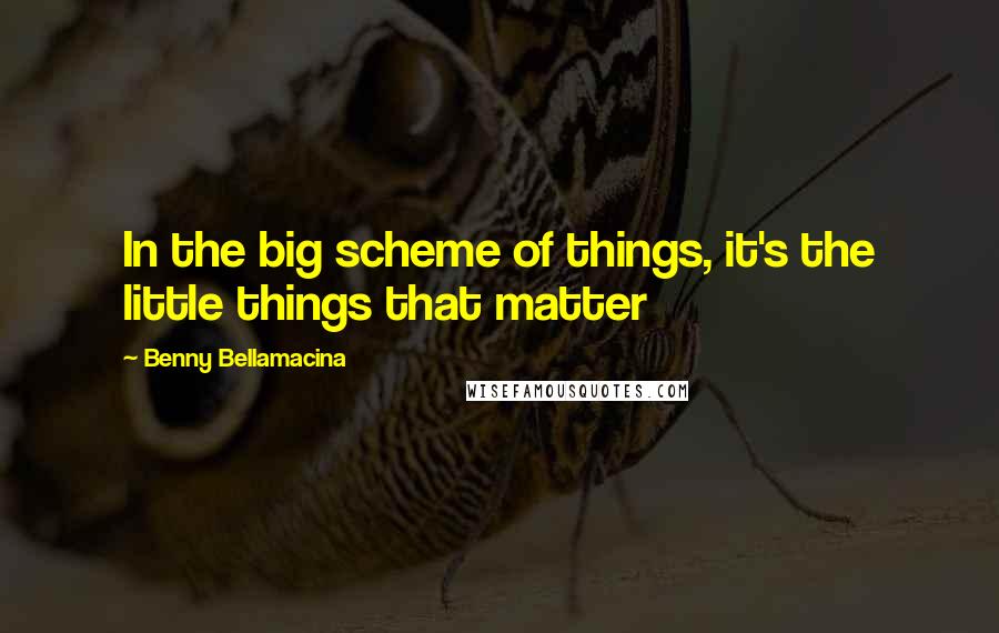 Benny Bellamacina Quotes: In the big scheme of things, it's the little things that matter