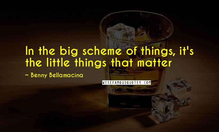 Benny Bellamacina Quotes: In the big scheme of things, it's the little things that matter