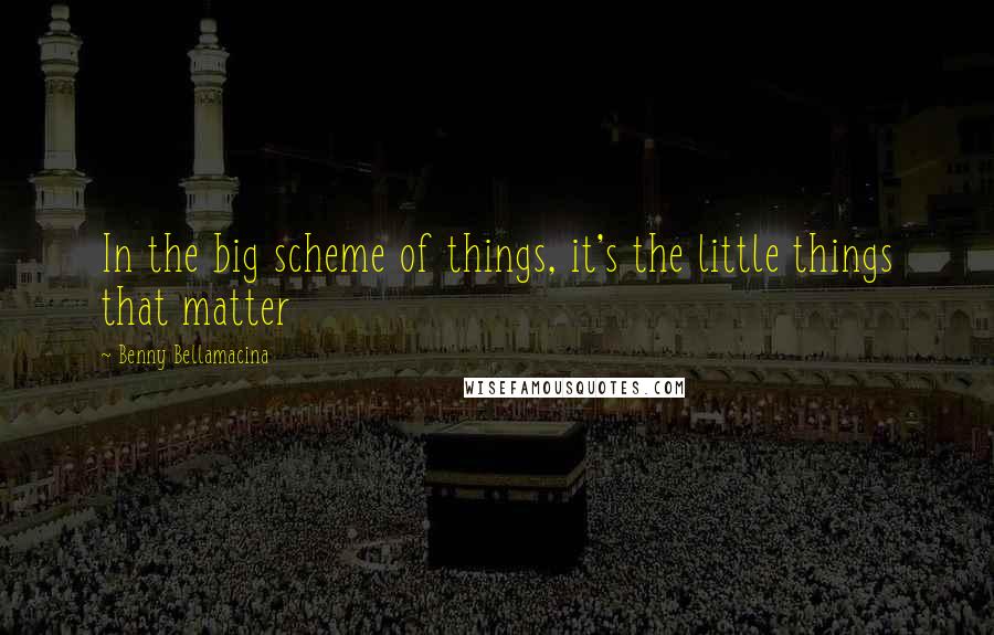 Benny Bellamacina Quotes: In the big scheme of things, it's the little things that matter