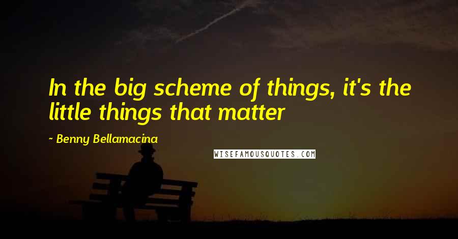 Benny Bellamacina Quotes: In the big scheme of things, it's the little things that matter