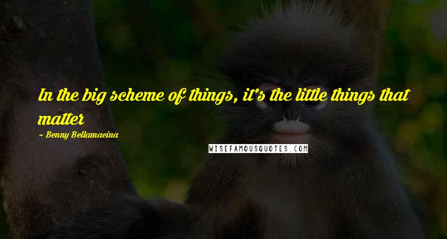 Benny Bellamacina Quotes: In the big scheme of things, it's the little things that matter