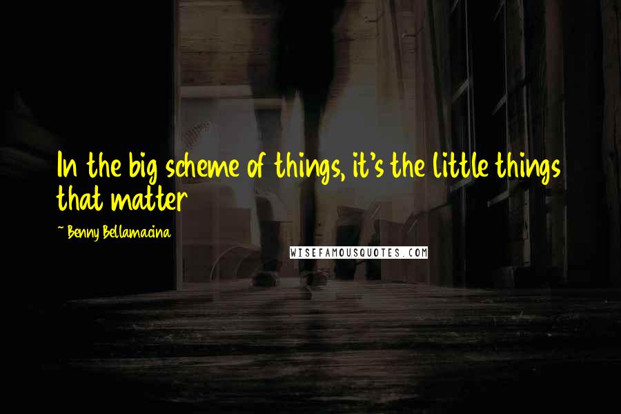 Benny Bellamacina Quotes: In the big scheme of things, it's the little things that matter