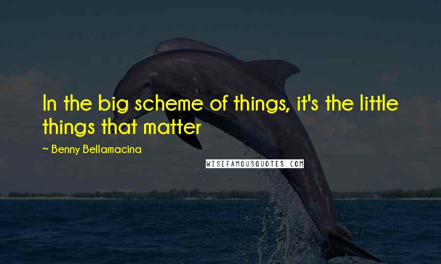 Benny Bellamacina Quotes: In the big scheme of things, it's the little things that matter