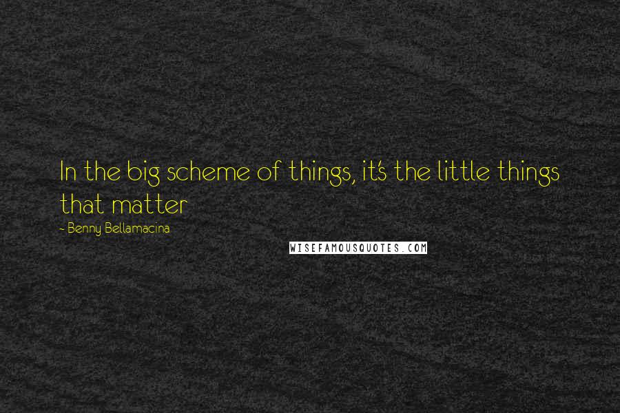 Benny Bellamacina Quotes: In the big scheme of things, it's the little things that matter