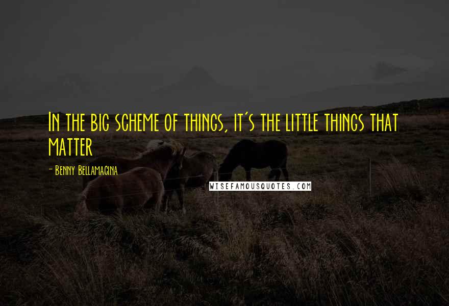 Benny Bellamacina Quotes: In the big scheme of things, it's the little things that matter