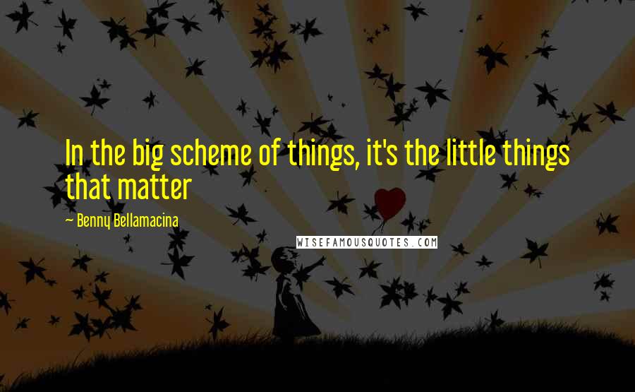 Benny Bellamacina Quotes: In the big scheme of things, it's the little things that matter