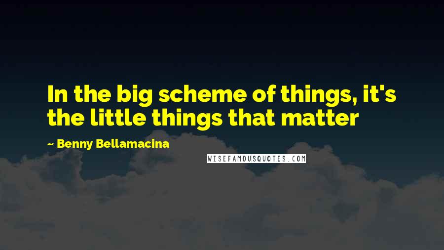 Benny Bellamacina Quotes: In the big scheme of things, it's the little things that matter