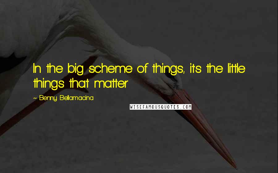 Benny Bellamacina Quotes: In the big scheme of things, it's the little things that matter