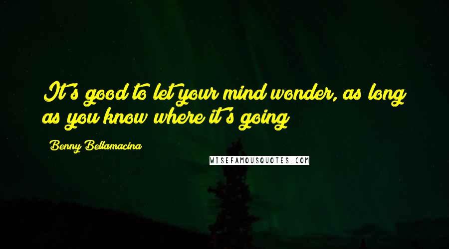 Benny Bellamacina Quotes: It's good to let your mind wonder, as long as you know where it's going