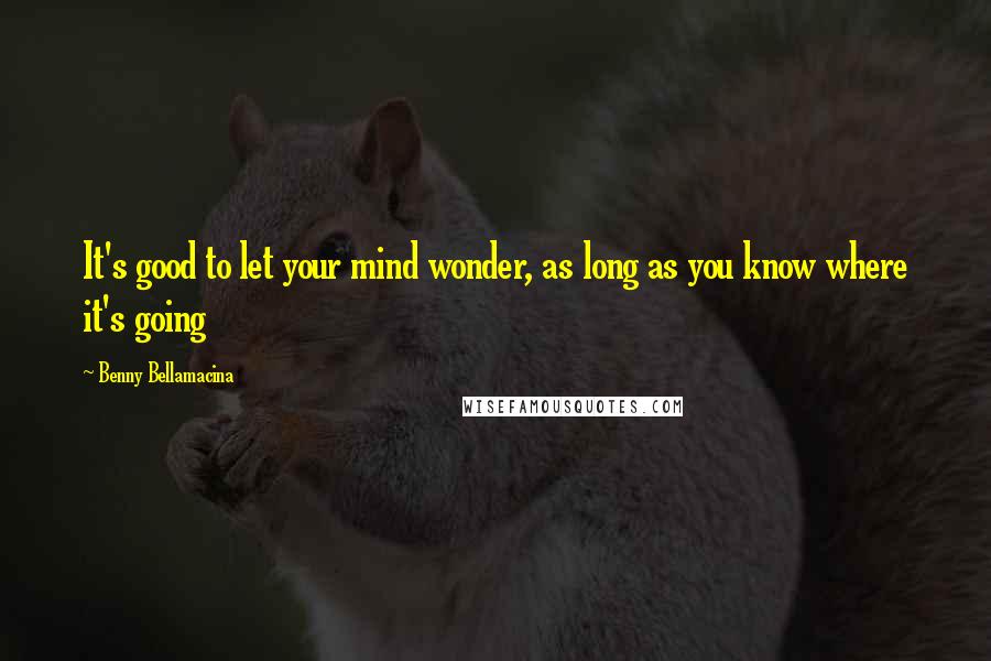 Benny Bellamacina Quotes: It's good to let your mind wonder, as long as you know where it's going