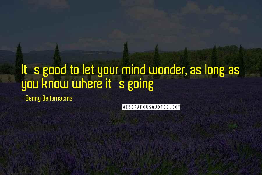 Benny Bellamacina Quotes: It's good to let your mind wonder, as long as you know where it's going