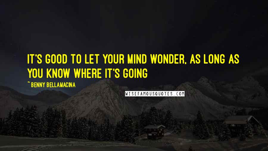 Benny Bellamacina Quotes: It's good to let your mind wonder, as long as you know where it's going