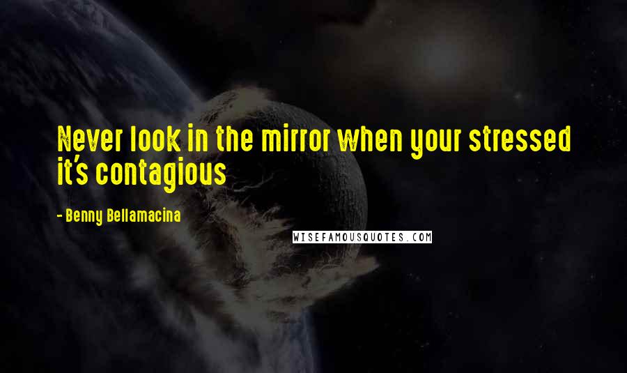 Benny Bellamacina Quotes: Never look in the mirror when your stressed it's contagious