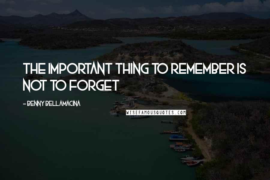 Benny Bellamacina Quotes: The important thing to remember is not to forget