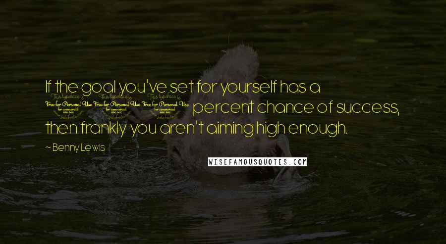 Benny Lewis Quotes: If the goal you've set for yourself has a 100 percent chance of success, then frankly you aren't aiming high enough.