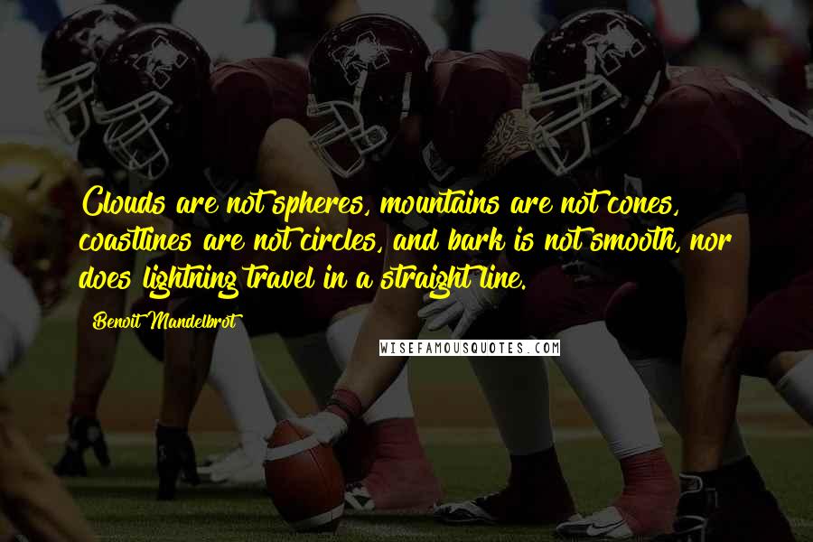 Benoit Mandelbrot Quotes: Clouds are not spheres, mountains are not cones, coastlines are not circles, and bark is not smooth, nor does lightning travel in a straight line.
