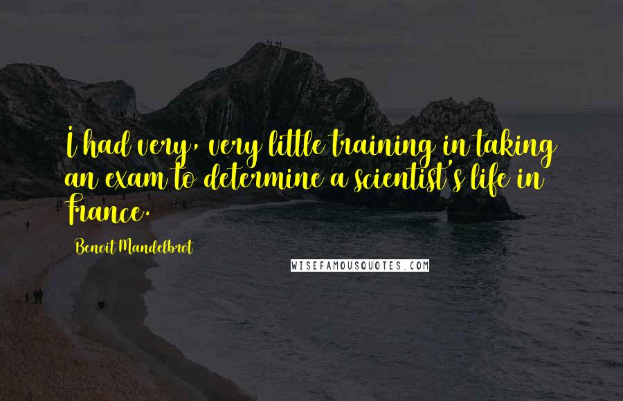 Benoit Mandelbrot Quotes: I had very, very little training in taking an exam to determine a scientist's life in France.