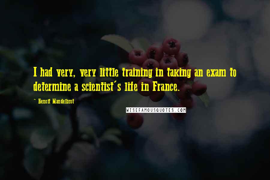 Benoit Mandelbrot Quotes: I had very, very little training in taking an exam to determine a scientist's life in France.