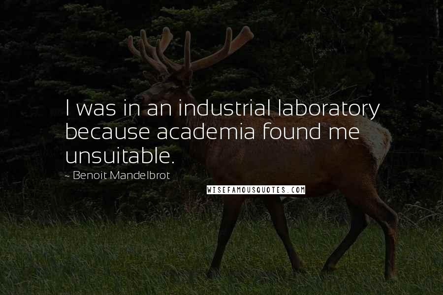 Benoit Mandelbrot Quotes: I was in an industrial laboratory because academia found me unsuitable.