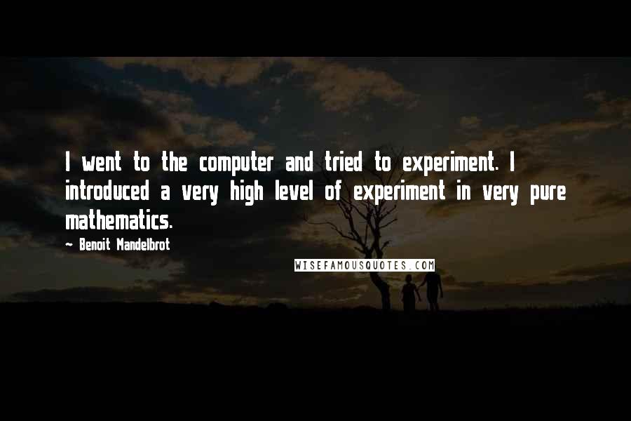 Benoit Mandelbrot Quotes: I went to the computer and tried to experiment. I introduced a very high level of experiment in very pure mathematics.