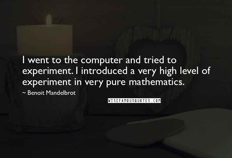 Benoit Mandelbrot Quotes: I went to the computer and tried to experiment. I introduced a very high level of experiment in very pure mathematics.