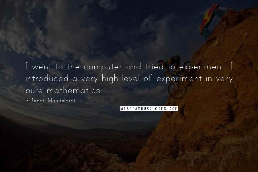 Benoit Mandelbrot Quotes: I went to the computer and tried to experiment. I introduced a very high level of experiment in very pure mathematics.