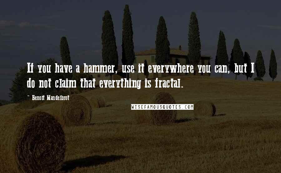 Benoit Mandelbrot Quotes: If you have a hammer, use it everywhere you can, but I do not claim that everything is fractal.