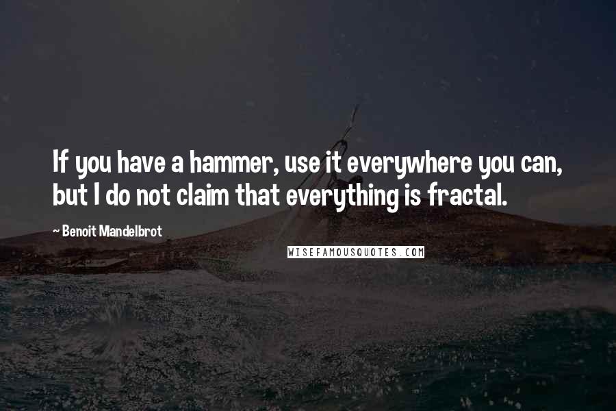 Benoit Mandelbrot Quotes: If you have a hammer, use it everywhere you can, but I do not claim that everything is fractal.