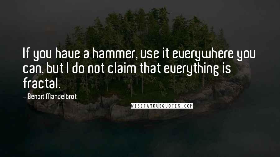 Benoit Mandelbrot Quotes: If you have a hammer, use it everywhere you can, but I do not claim that everything is fractal.