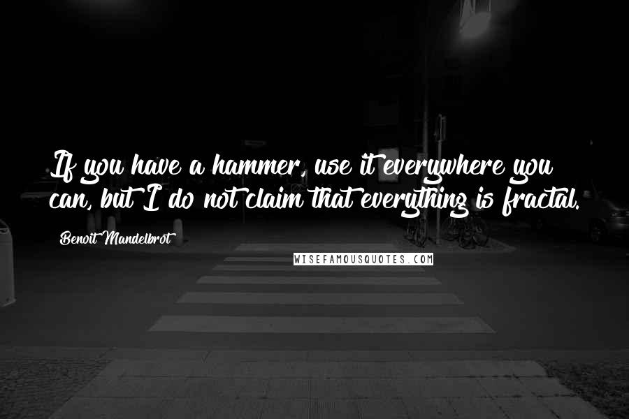 Benoit Mandelbrot Quotes: If you have a hammer, use it everywhere you can, but I do not claim that everything is fractal.