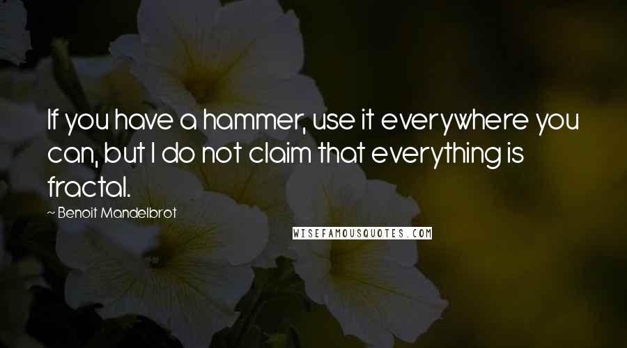 Benoit Mandelbrot Quotes: If you have a hammer, use it everywhere you can, but I do not claim that everything is fractal.