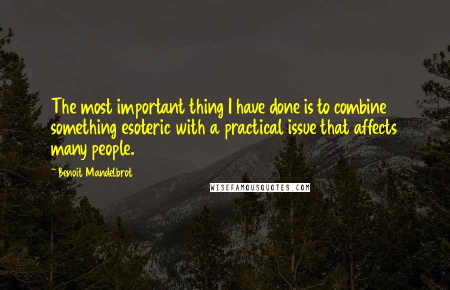 Benoit Mandelbrot Quotes: The most important thing I have done is to combine something esoteric with a practical issue that affects many people.