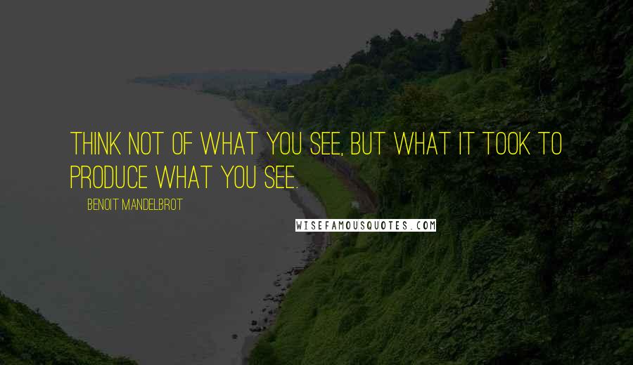 Benoit Mandelbrot Quotes: Think not of what you see, but what it took to produce what you see.