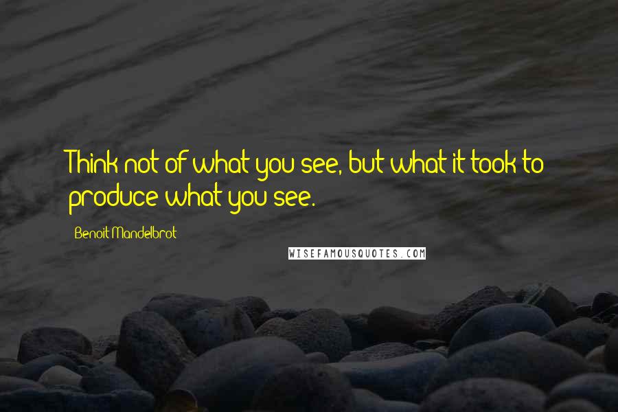 Benoit Mandelbrot Quotes: Think not of what you see, but what it took to produce what you see.