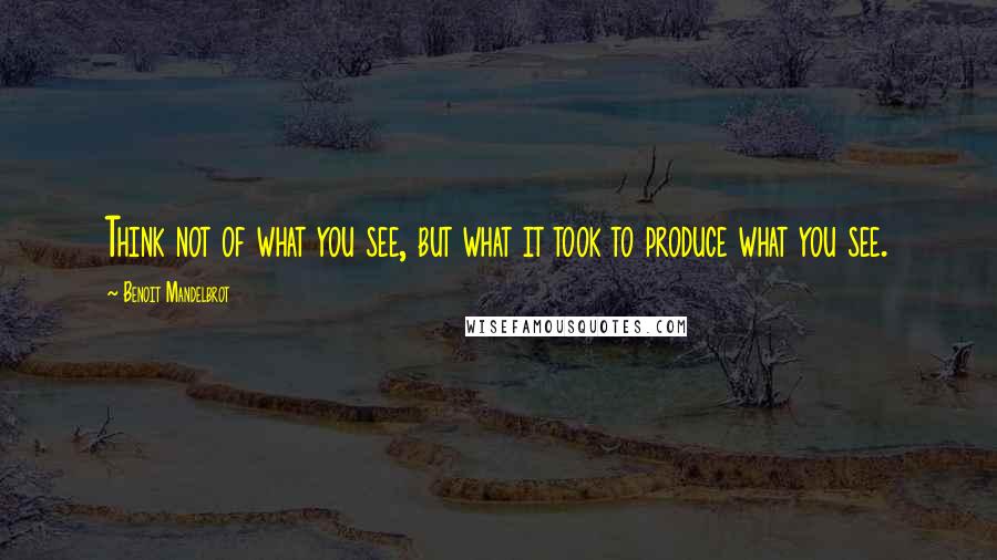 Benoit Mandelbrot Quotes: Think not of what you see, but what it took to produce what you see.